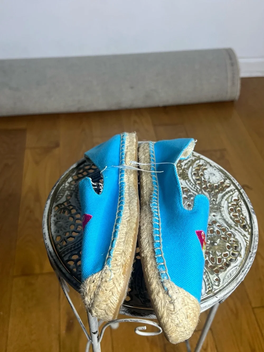 Talbots Bright Blue Fish Embroidered Espadrille Flats